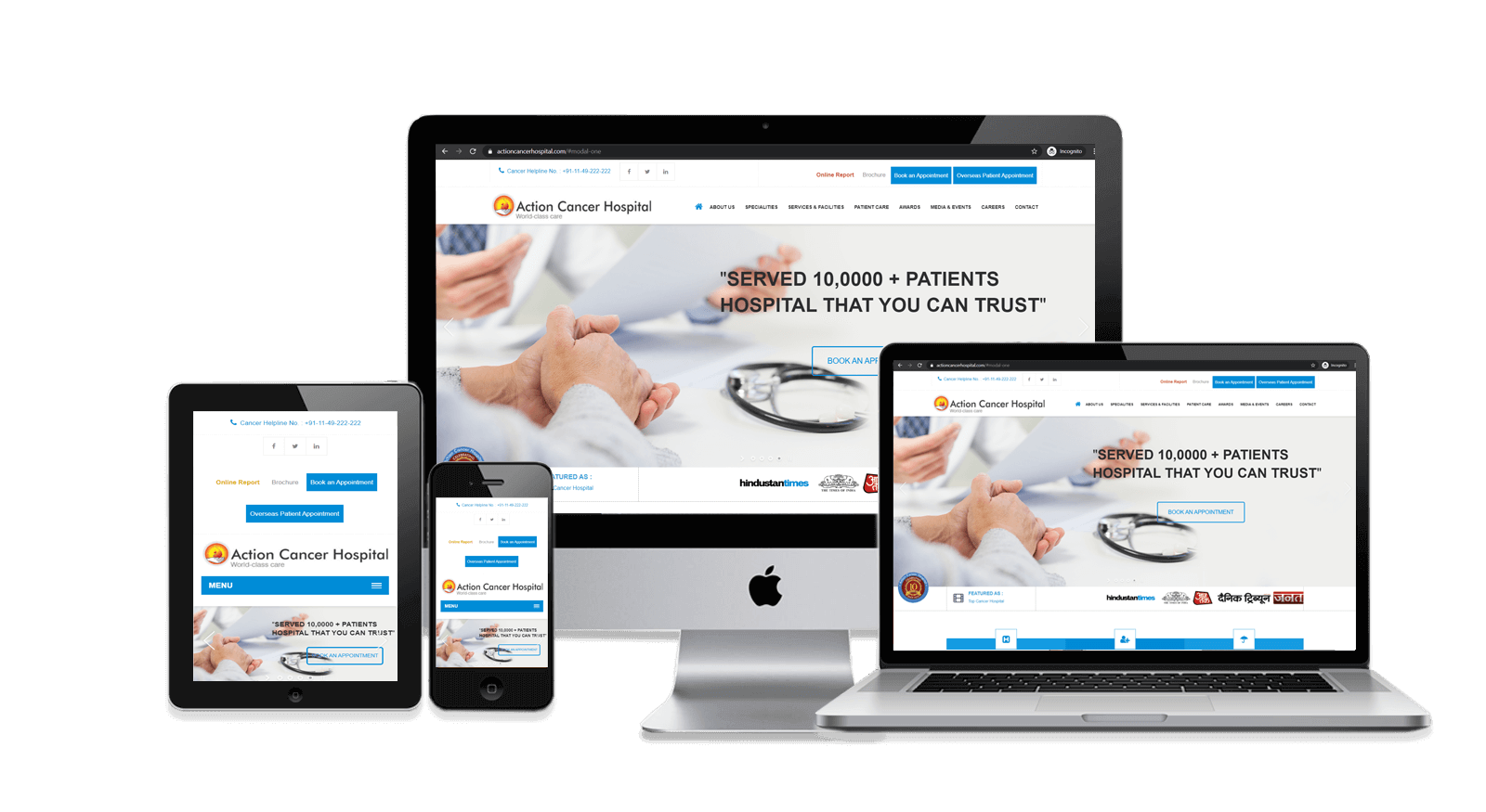 Action Cancer Hospital Web Application Responsive Web Design